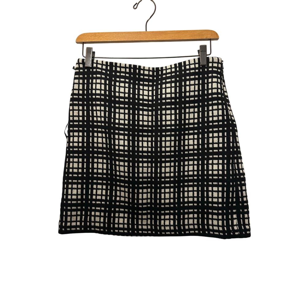 Dalia Collection Modern Fit Wool Blend Black & White Plaid mini skirt size 2